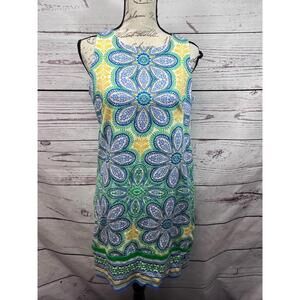 London‎ Times White Sleeveless Dress Bold Pattern US Size 8 Shift